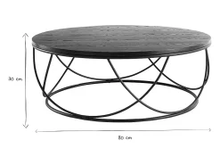Mesa de centro madera negra y metal negro D80 x A30 cm LACE