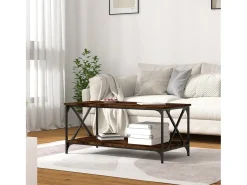 Mesa de centro madera y hierro roble ahumado 100x50x45 cm
