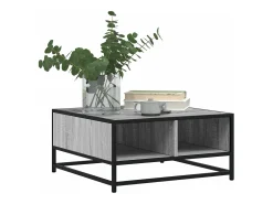 Mesa de centro madera y metal gris Sonoma 60,5x60,5x30 cm
