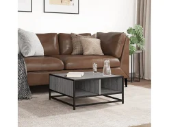 Mesa de centro madera y metal gris Sonoma 60,5x60,5x30 cm