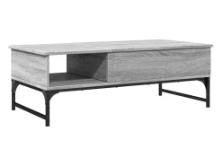 Mesa de centro madera y metal gris Sonoma 100x50x35 cm