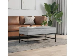 Mesa de centro madera y metal gris Sonoma 100x50x45 cm