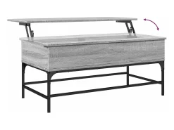Mesa de centro madera y metal gris Sonoma 100x50x45 cm