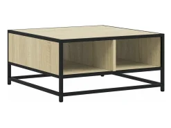 Mesa de centro madera y metal roble Sonoma 60,5x60,5x30 cm