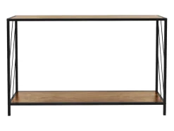 Mesa de centro marrón con estante mueble elegante auxiliar salón 120x33,5x75 cm