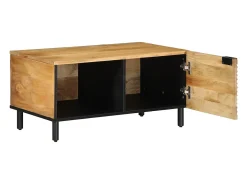 Mesa de centro marrón 80x50x40 cm madera maciza mango