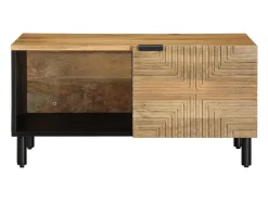 Mesa de centro marrón 80x50x40 cm madera maciza mango