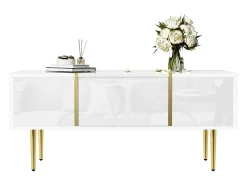 Mesa de centro moderna - 2 cajones - MDF - Blanco
