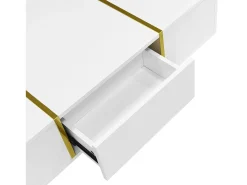 Mesa de centro moderna - 2 cajones - MDF - Blanco