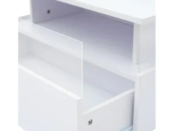 Mesa de centro moderna - con 2 cajones + compartimentos de cristal - Blanco