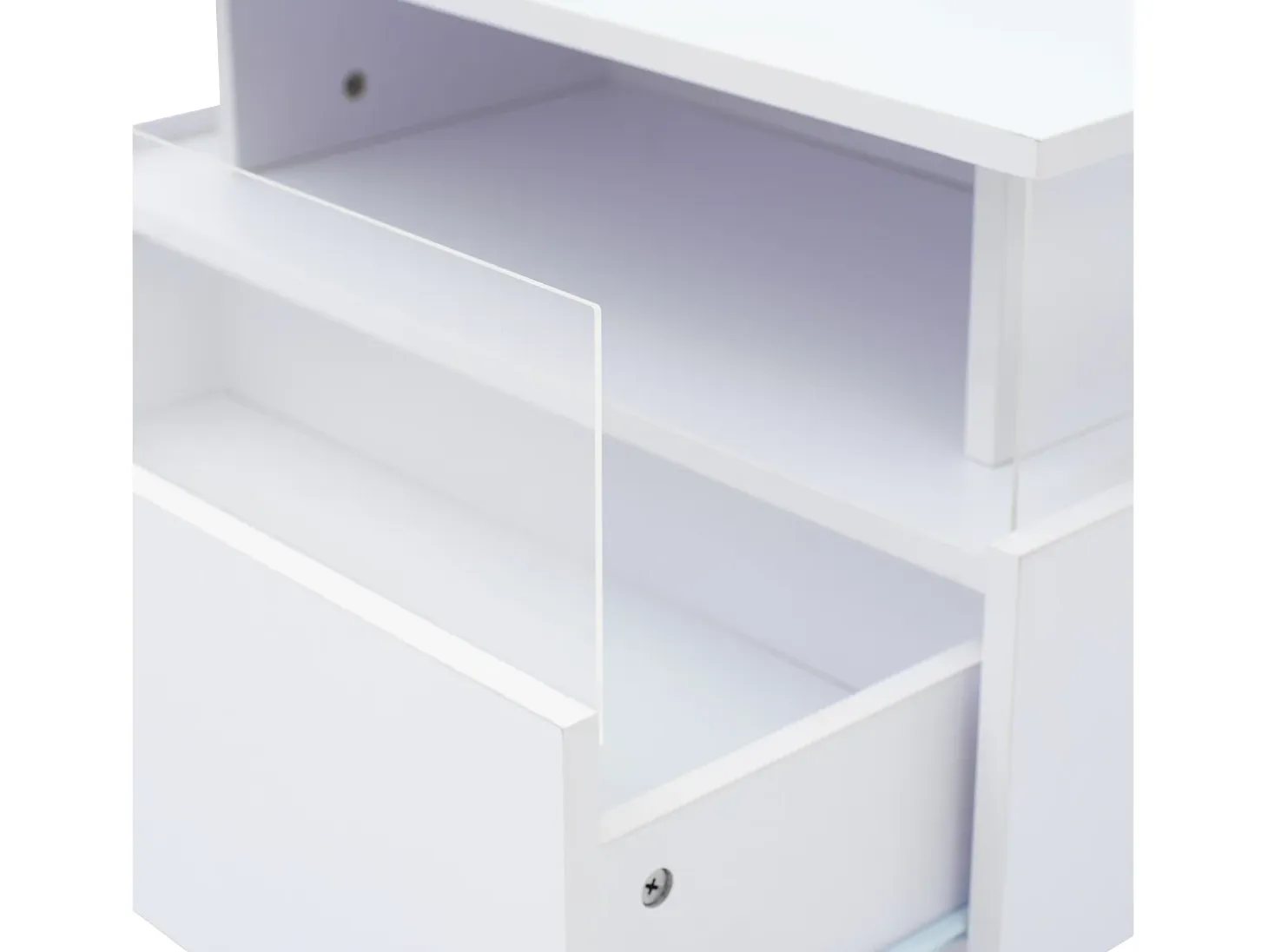 Mesa de centro moderna - con 2 cajones + compartimentos de cristal - Blanco