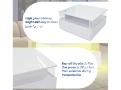 Mesa de centro moderna - con 2 cajones + compartimentos de cristal - Blanco