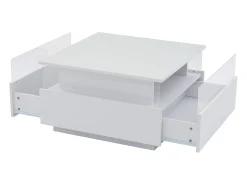 Mesa de centro moderna - con 2 cajones + compartimentos de cristal - Blanco