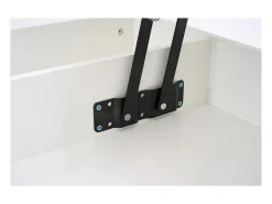 Mesa de centro moderna - Mesa de centro blanca con iluminación LED y toma de carga - elevación hidráulica