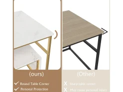 Mesa de centro moderna con almacenamiento de doble capa: diseño anticolisión con esquinas redondeadas, tablero grande de 105 cm con estantes abiertos.