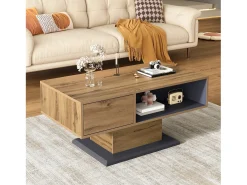 Mesa de centro moderna con almacenaje de doble cara - Color madera y gris