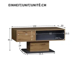 Mesa de centro moderna con almacenaje de doble cara - Color madera y gris