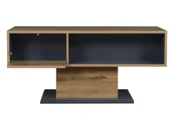 Mesa de centro moderna con almacenaje de doble cara - Color madera y gris