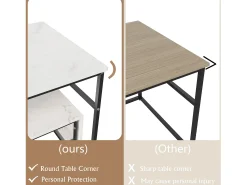 Mesa de centro moderna con almacenamiento de doble capa: diseño anticolisión con esquinas redondeadas, tablero grande de 105 cm con estantes abiertos.