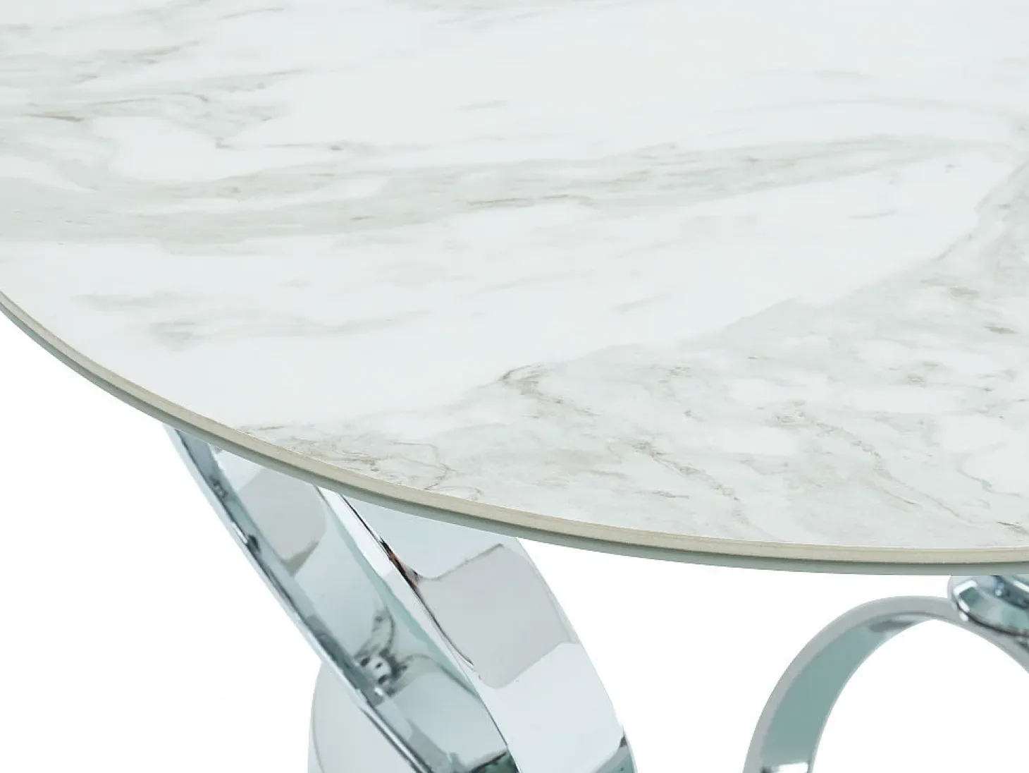 Mesa de centro modular de vidrio templado, cerámica y metal - Efecto mármol blanco - JOLINE