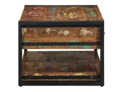 Mesa de centro multicolor 90x50x38 cm madera maciza reciclada