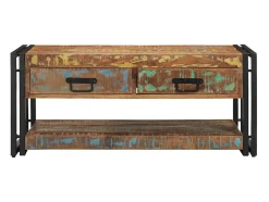 Mesa de centro multicolor 90x50x38 cm madera maciza reciclada
