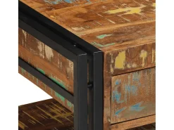 Mesa de centro multicolor 90x50x38 cm madera maciza reciclada