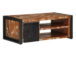 Mesa de centro multicolor 90x50x36 cm madera maciza reciclada
