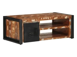 Mesa de centro multicolor 90x50x36 cm madera maciza reciclada