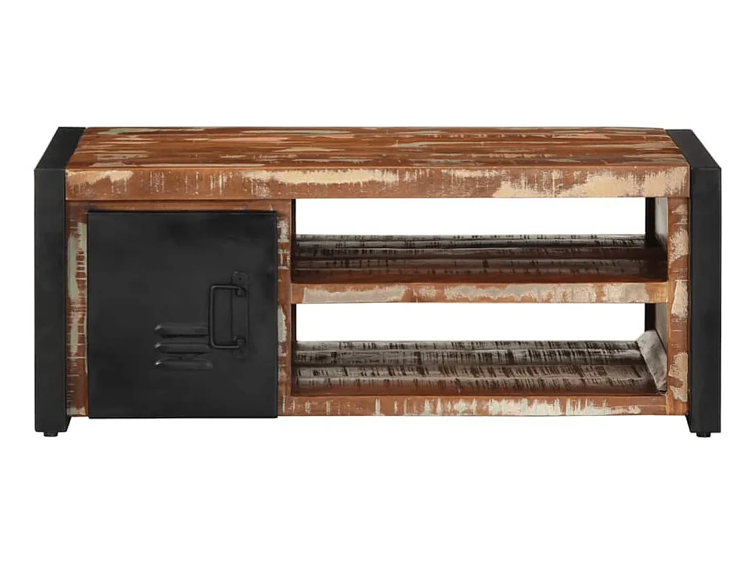 Mesa de centro multicolor 90x50x36 cm madera maciza reciclada