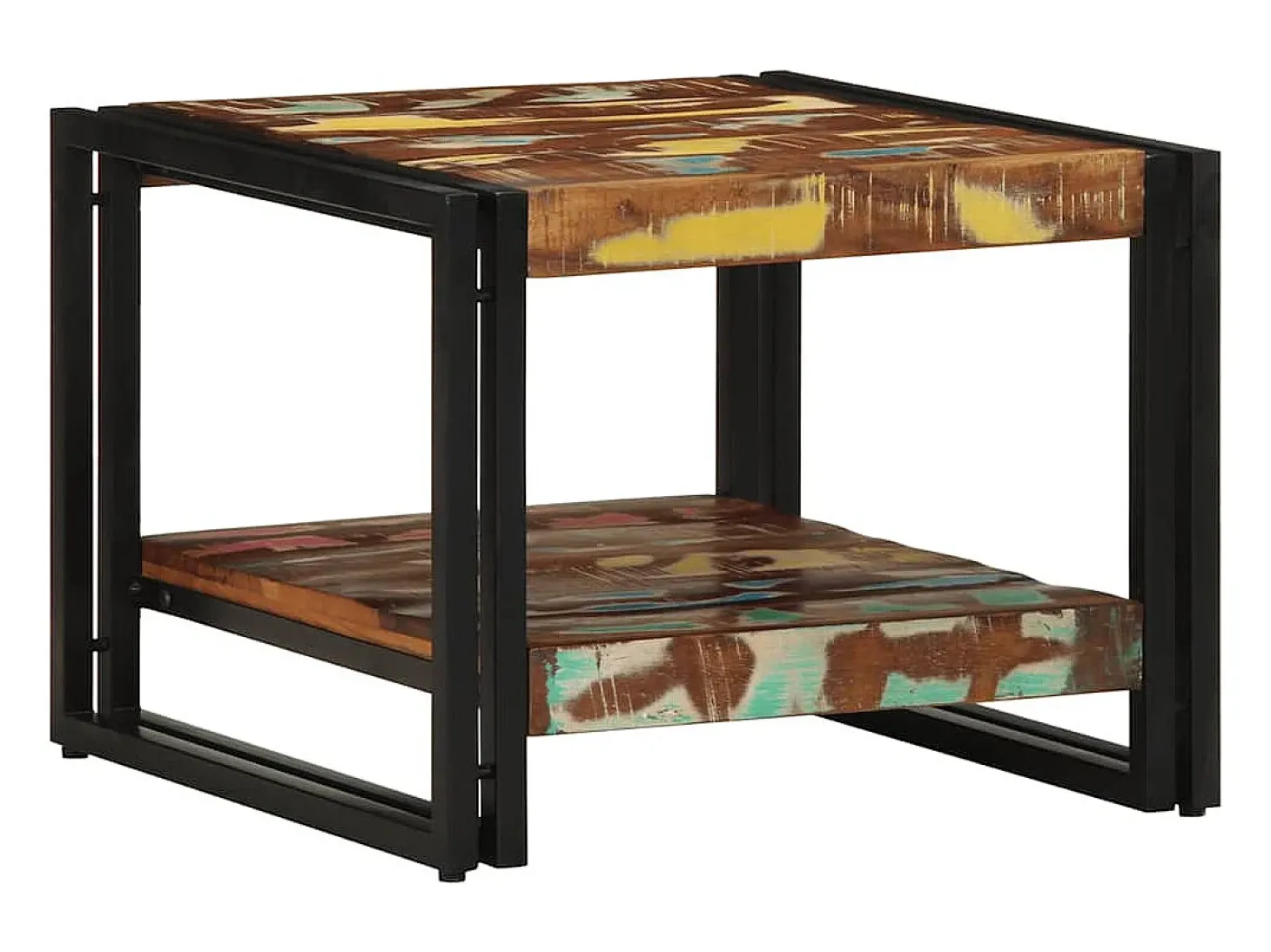 Mesa de centro multicolor 50x50x38 cm madera maciza reciclada