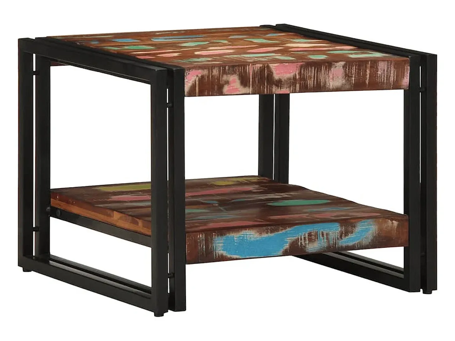 Mesa de centro multicolor 50x50x38 cm madera maciza reciclada