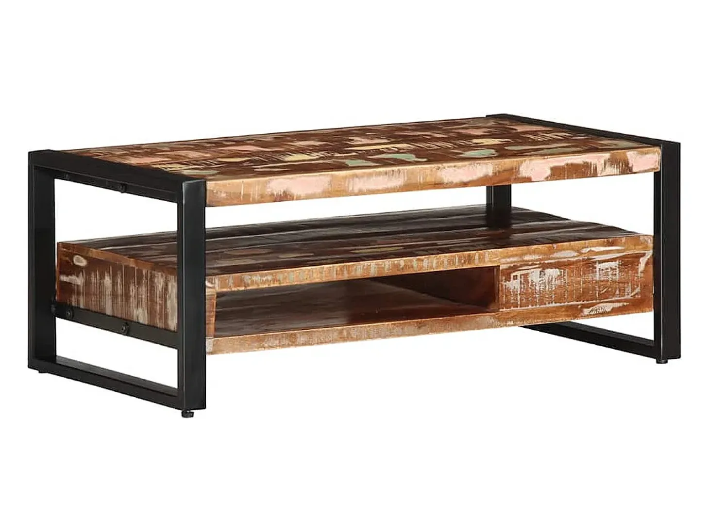 Mesa de centro multicolor 90x50x36 cm madera maciza reciclada