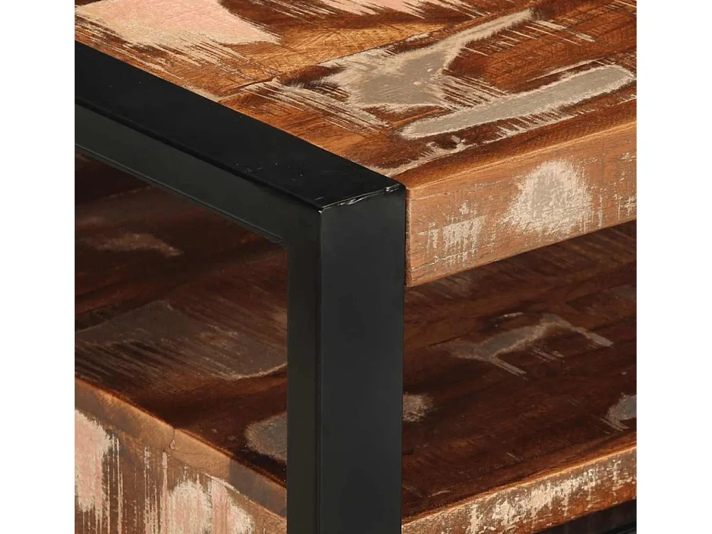 Mesa de centro multicolor 90x50x36 cm madera maciza reciclada