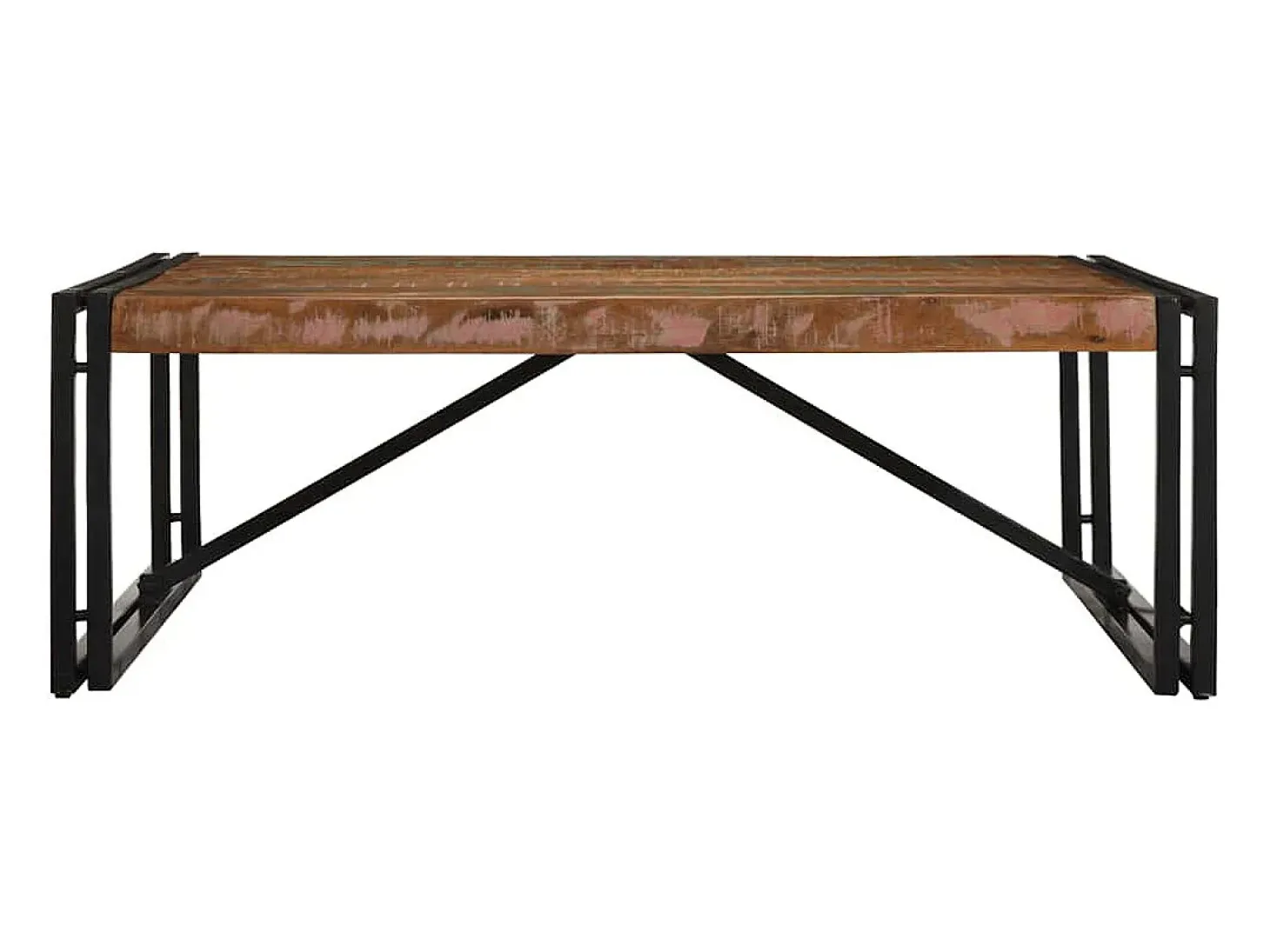 Mesa de centro multicolor 100x100x35 cm madera maciza reciclada