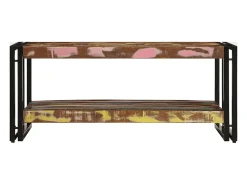 Mesa de centro multicolor 90x50x38 cm madera maciza reciclada