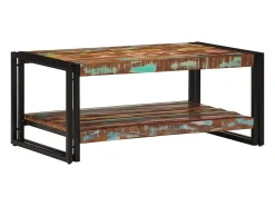 Mesa de centro multicolor 90x50x38 cm madera maciza reciclada