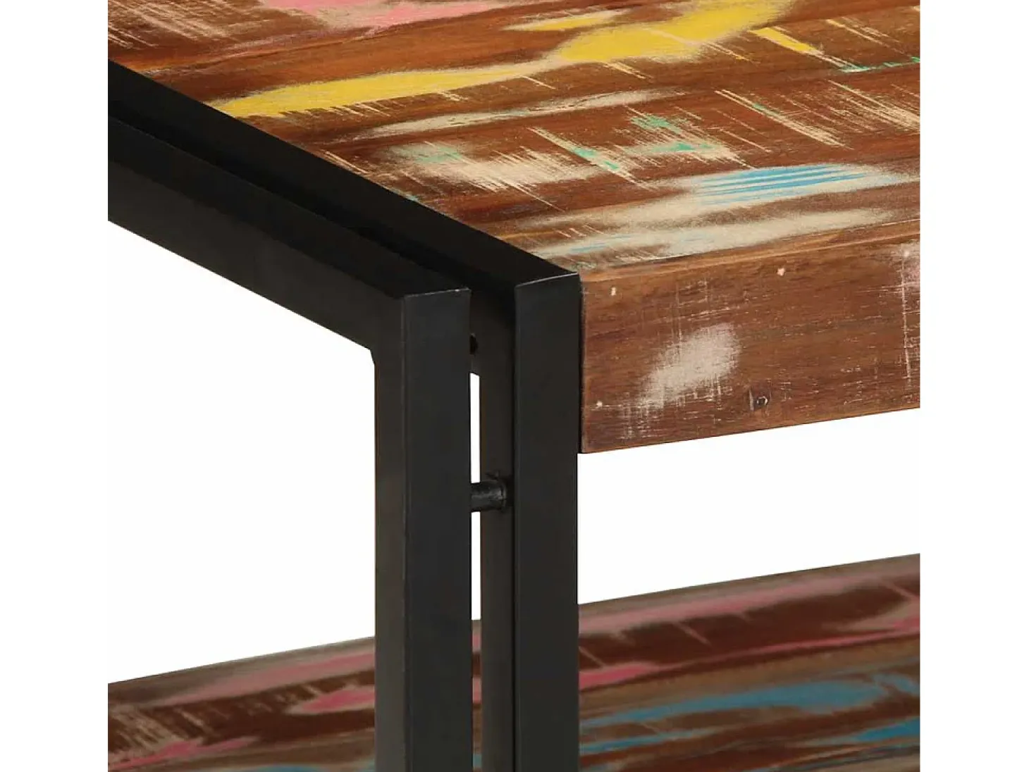 Mesa de centro multicolor 90x50x38 cm madera maciza reciclada