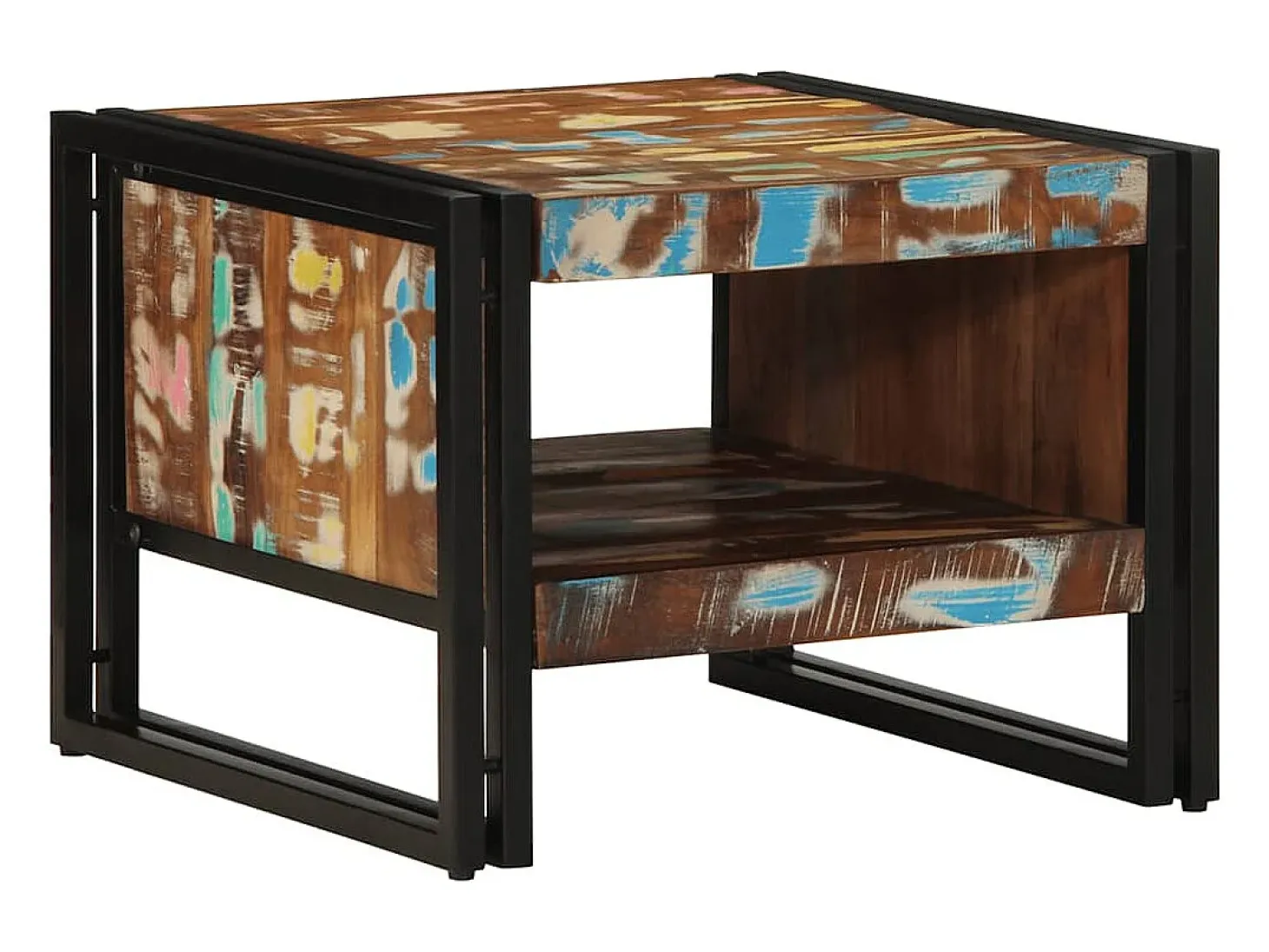 Mesa de centro multicolor 50x50x38 cm madera maciza reciclada