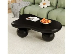 Mesa de centro negra - Mesa de centro con luces LED y patas redondas negras - diseño en forma de nube - para sala de estar y habitación infantil