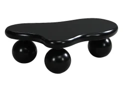 Mesa de centro negra - Mesa de centro con luces LED y patas redondas negras - diseño en forma de nube - para sala de estar y habitación infantil