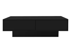Mesa de centro negra brillante con 2 cajones de almacenamiento y luz LED – Para salón