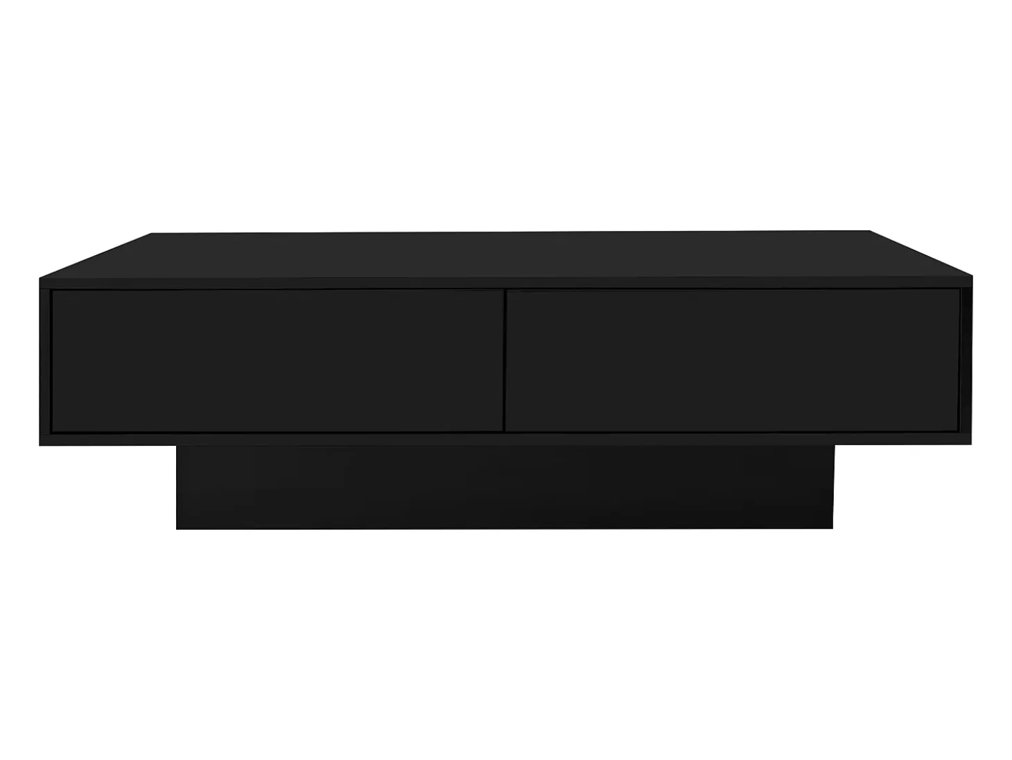 Mesa de centro negra brillante con 2 cajones de almacenamiento y luz LED – Para salón