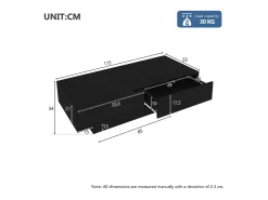 Mesa de centro negra brillante con 2 cajones de almacenamiento y luz LED – Para salón