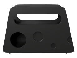 Mesa de centro negra con ruedas y almacenaje, diseño redondo 81x33x51,5cm