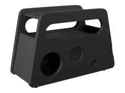 Mesa de centro negra con ruedas y almacenaje, diseño redondo 81x33x51,5cm