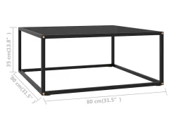 Mesa de centro negra con vidrio negro 80x80x35 cm