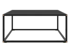 Mesa de centro negra con vidrio negro 80x80x35 cm