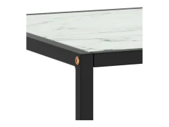 Mesa de centro negra con vidrio de mármol blanco 100x50x35 cm