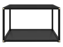 Mesa de centro negra vidrio templado 60x60x35 cm